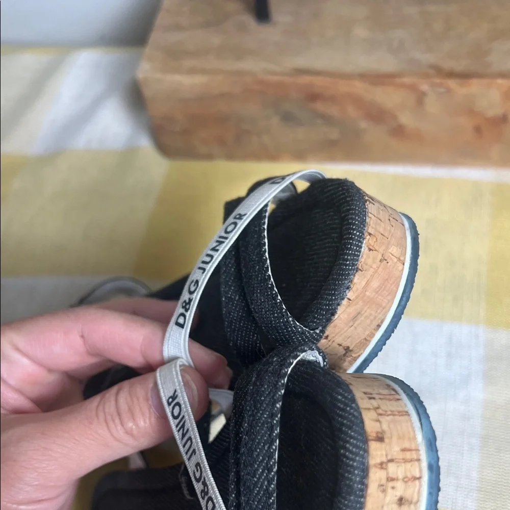 D&G Junior Navy and White Denim Sandals